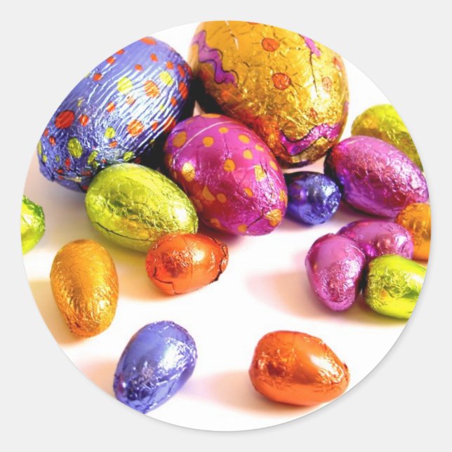 Sticker Rond Oeufs de Pâques au chocolat pour les fêtes (Devant)