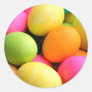 Sticker Rond Oeufs de pâques colorés
