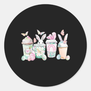 Sticker Rond OEufs de Pâques Coupes de lapin Latte Crème glacée
