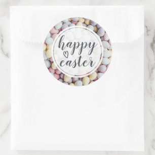 Sticker Rond Œufs de Pâques Joyeuses écriture Élégante