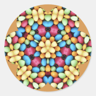 STICKER ROND OEUFS DE PÂQUES MULTICOLORES ~