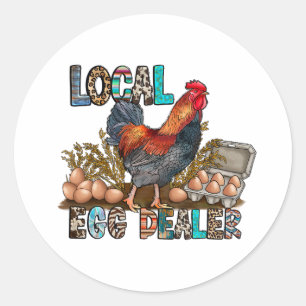 Sticker Rond OEufs de poulet colorés locaux Concessionnaire drô