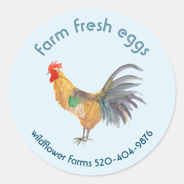 Sticker Rond OEufs de poulet d'aquarelle à vendre produit perso (Devant)