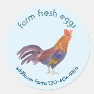 Sticker Rond OEufs de poulet d'aquarelle à vendre produit perso