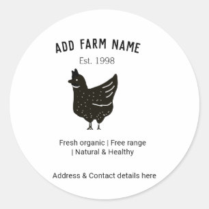 Sticker Rond OEufs de poulet fermier ajouter nom année adresse 