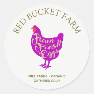 Sticker Rond OEufs De Poulet Frais De Ferme Baguette Ronde Clas