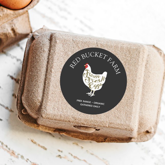 Sticker Rond Oeufs de poulet frais de ferme Rétro (Créateur téléchargé)