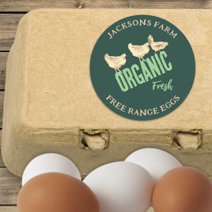 Sticker Rond Oeufs De Poulet Frais Libre Gamme Bio