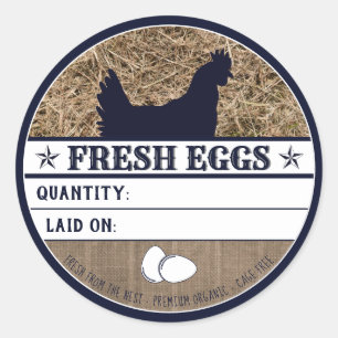Sticker Rond OEufs De Poulet Frais Rustiques Ferme De Poules Oc