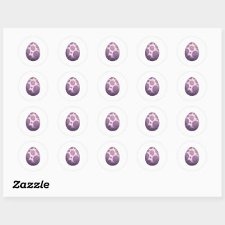 Sticker Rond Oeufs Dino Violets