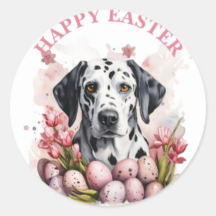 Sticker Rond Oeufs et fleurs de chocolat de Pâques en Dalmatie
