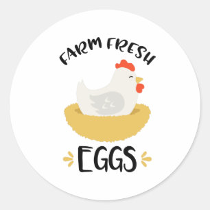 Sticker Rond Oeufs frais de ferme