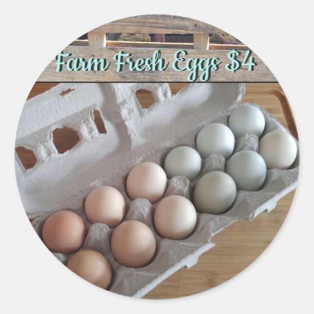 Sticker Rond Oeufs frais de ferme (Devant)