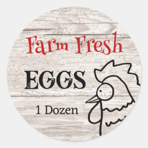 Sticker Rond Oeufs frais de ferme Nosey Rooster