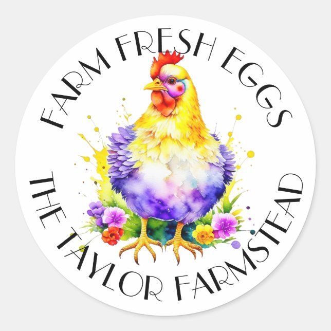 Sticker Rond Oeufs frais de ferme | Personnalisé (Devant)