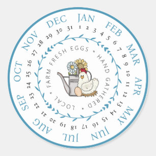 Sticker Rond Oeufs frais de ferme Petite entreprise Oeufs Carto