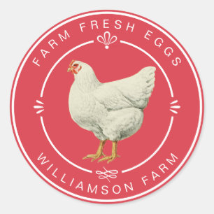 Sticker Rond Œufs frais de la ferme de corail