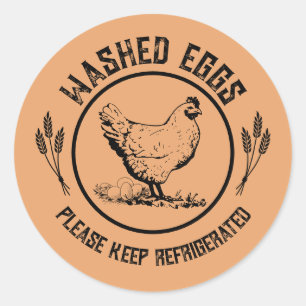Sticker Rond Œufs Lavés à Conserver au Réfrigérateur
