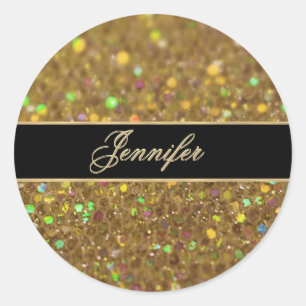 Sticker Rond Oeuvre d'apparence Parties scintillant or