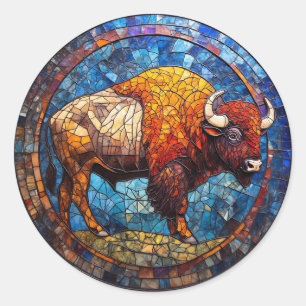 Sticker Rond Œuvre d'art en verre coloré de Buffalo