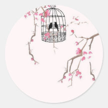 OEuvre d'art originale de cage à cerisier fleuri