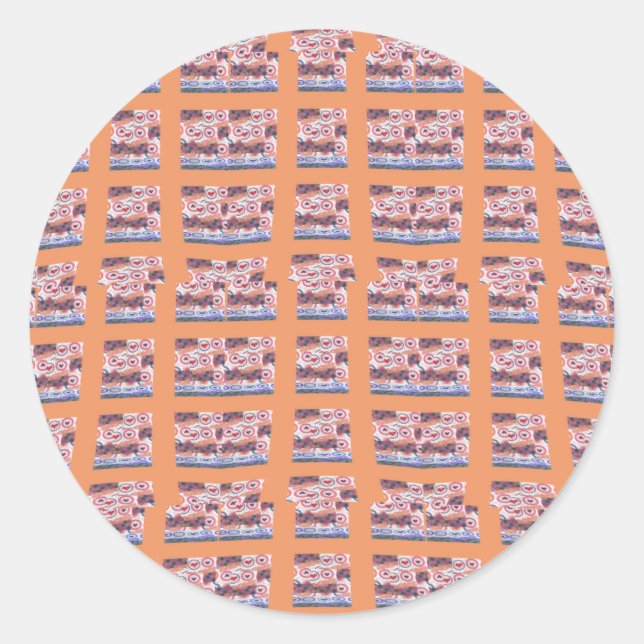 Sticker Rond Œuvre d'art unique et élégante à motif de cœur pou (Devant)