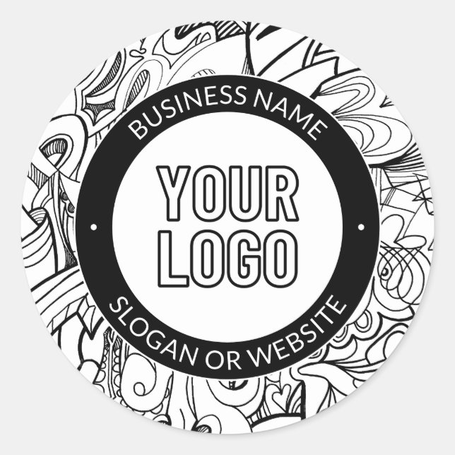 Sticker Rond OEuvre de ligne moderne et votre logo avec texte m (Devant)