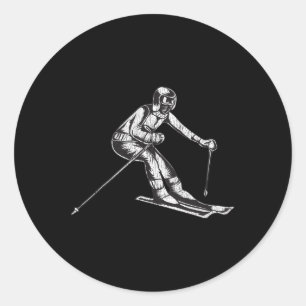 Sticker Rond Oeuvre Dynamique De Skier Pour Les Amateurs De Spo