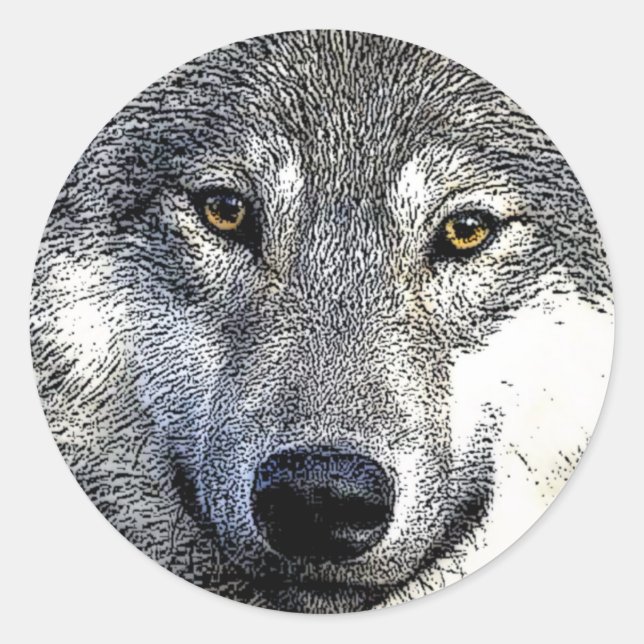 Sticker Rond OEuvre Wolf Eyes (Devant)