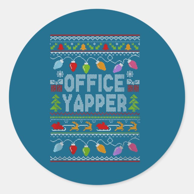 Sticker Rond Office Yapper Ugly Sweater Christmas  (Devant)