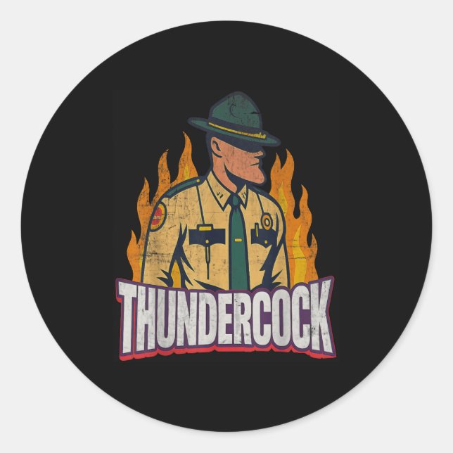 Sticker Rond Officer Sergeant Cius Thunder Bodycam Funny Meme  (Devant)