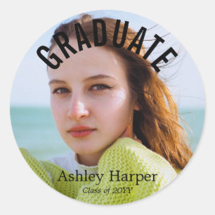 Sticker Rond Officiellement Diplômé Ajouter Votre Photo Personn