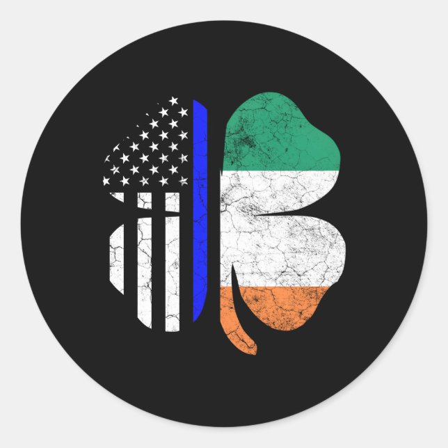 Sticker Rond Officier de police irlandais américain du drapeau  (Devant)