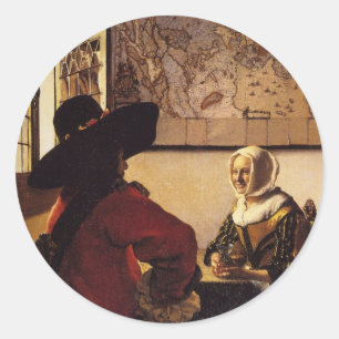 Sticker Rond Officier et fille riante