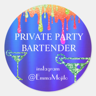 Sticker Rond Offre de barman de fêtes privées Classic Round S