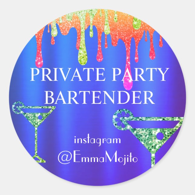 Sticker Rond Offre de barman de fêtes privées Classic Round S (Devant)