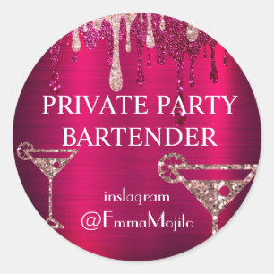 Sticker Rond Offre de barman de fêtes privées Classic Round S