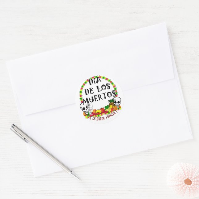 Sticker Rond Offres Pour Dia De Los Muertos (Enveloppe)