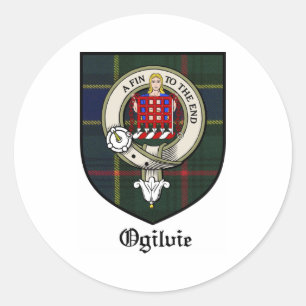 Sticker Rond Ogilvie Clan Crest Badge Tartan