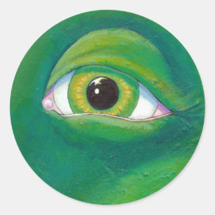 Sticker Rond Ogre oeil vert dinosaure grenouille peindre art