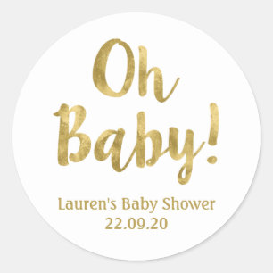 Sticker Rond Oh Baby baby shower or