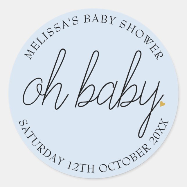 Sticker Rond Oh Baby Chic Gold Love Heart Baby Boy Douche (Devant)
