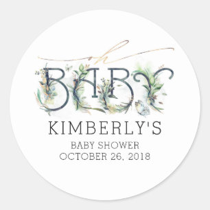 Sticker Rond Oh Baby Gold Baby shower de verdure