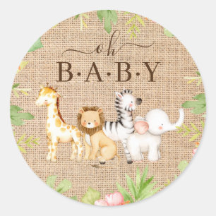 Sticker Rond Oh Baby Jungle Baby shower Favoriser Classic Round
