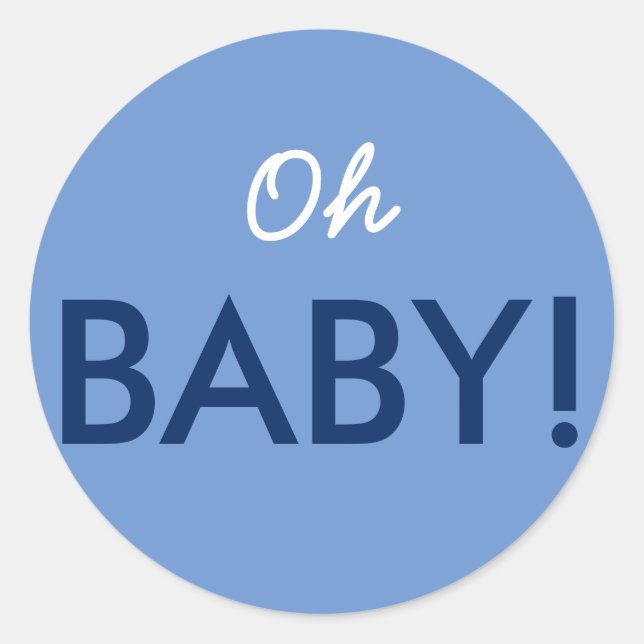 Sticker Rond Oh Baby Modern Baby shower rose ou bleu saupoudrer (Devant)