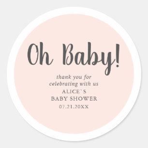 Sticker Rond Oh Baby Modern Baby shower simple