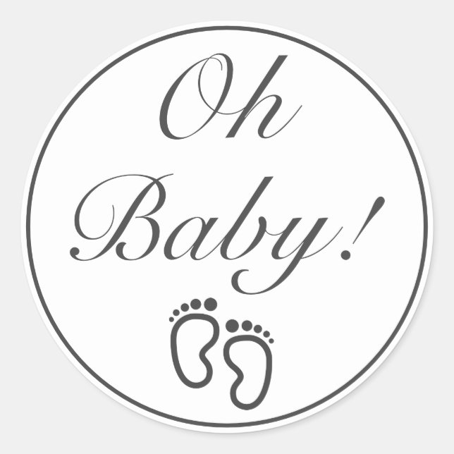 Sticker Rond OH BABY Moderne Minimaliste Blanc Noir (Devant)