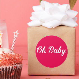 Sticker Rond Oh Baby Personnalisé Fille Rose
