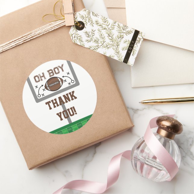 Sticker Rond Oh Baby shower de football garçon (Cadeaux)