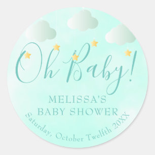 Sticker Rond Oh Baby Twinkle Twinkle Baby shower neutre